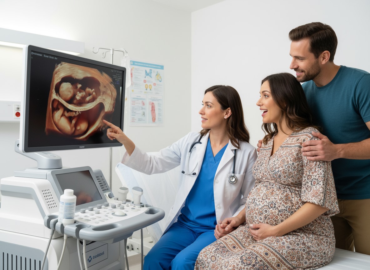 Ultrasound imaging of twin pregnancy