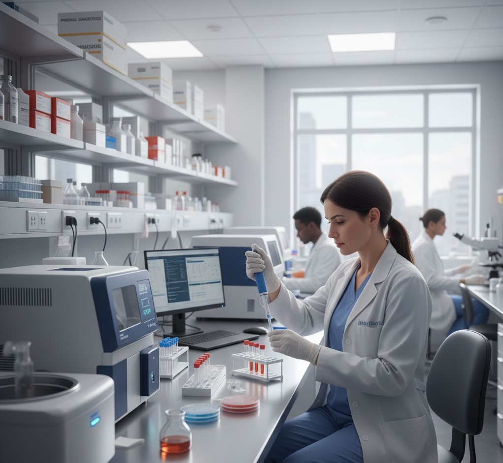 Prenatal screening laboratory with advanced testing equipment